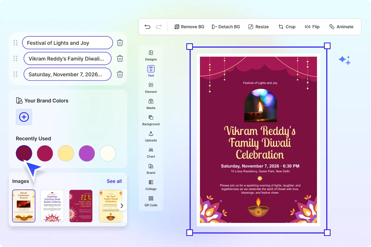 Free AI Diwali Invitation Generator, Free Online Invitation Maker
